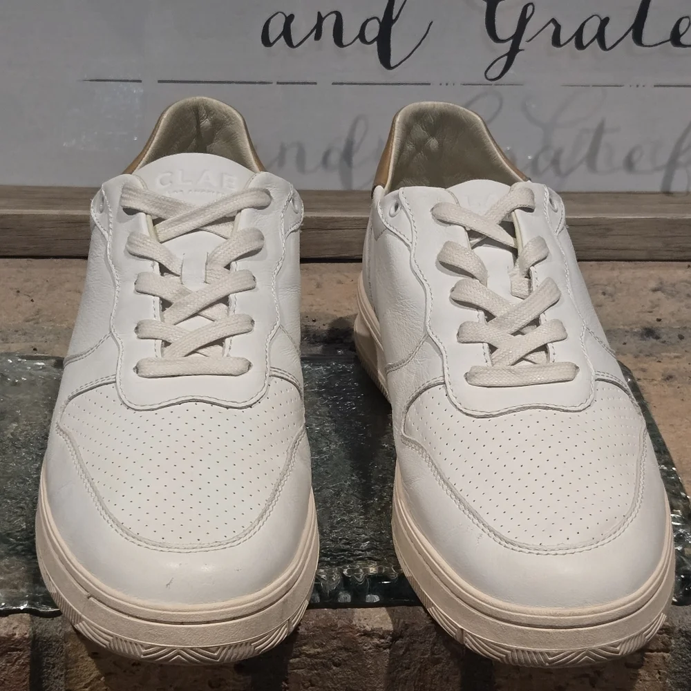 CLAE Malone Sneaker Off White Brown Mens Sz 11.5